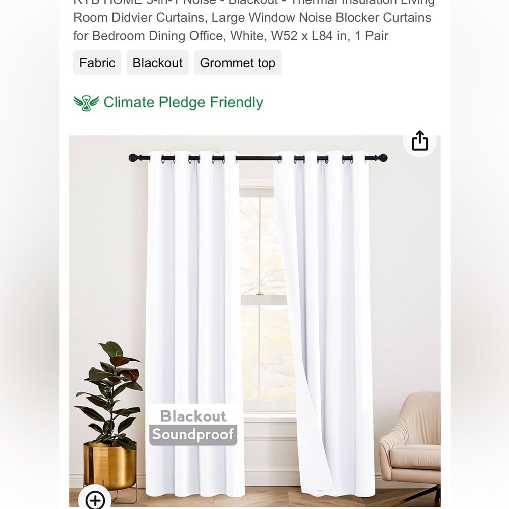 White Sound Proof and Room Darkening Curtains